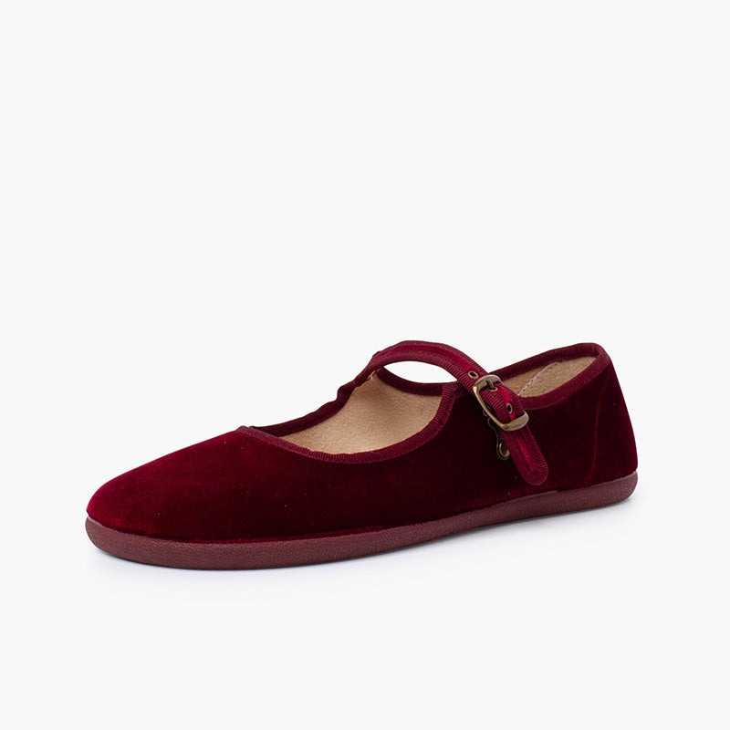 Merceditas Barefoot - Terciopelo Burdeos - BATILAS