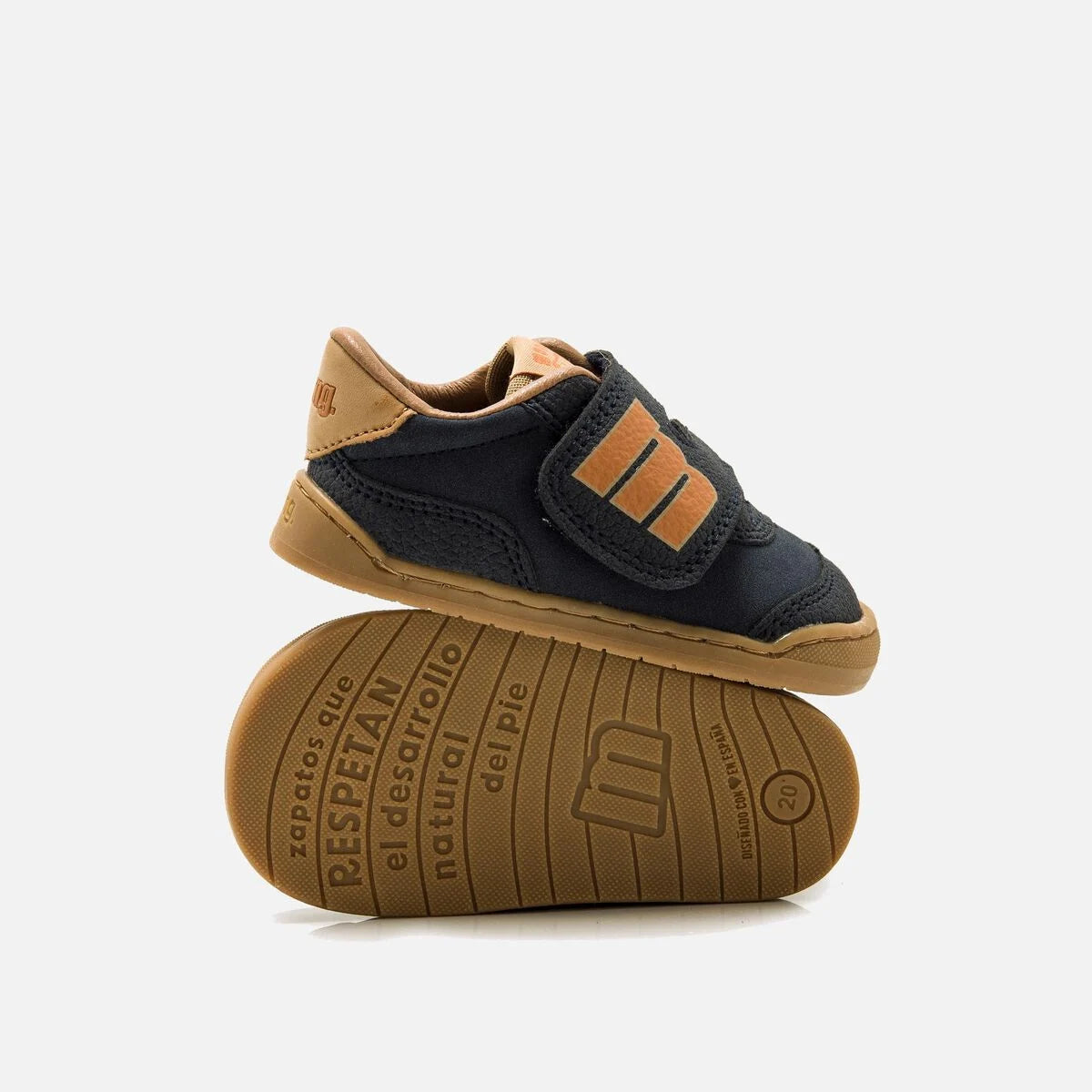 Zapatillas barefoot Mustang free -marino naranja