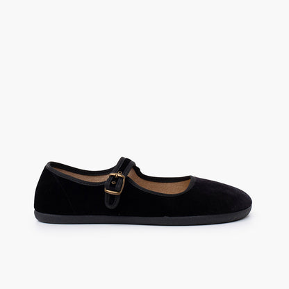 Merceditas Barefoot -  Terciopelo Negro -  BATILAS