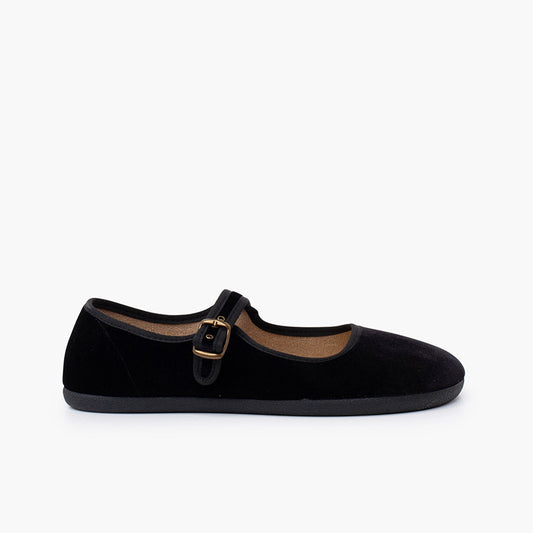 Merceditas Barefoot -  Terciopelo Negro -  BATILAS