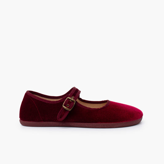 Merceditas Barefoot -  Terciopelo Burdeos -  BATILAS