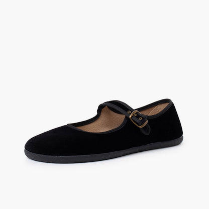 Merceditas Barefoot -  Terciopelo Negro -  BATILAS