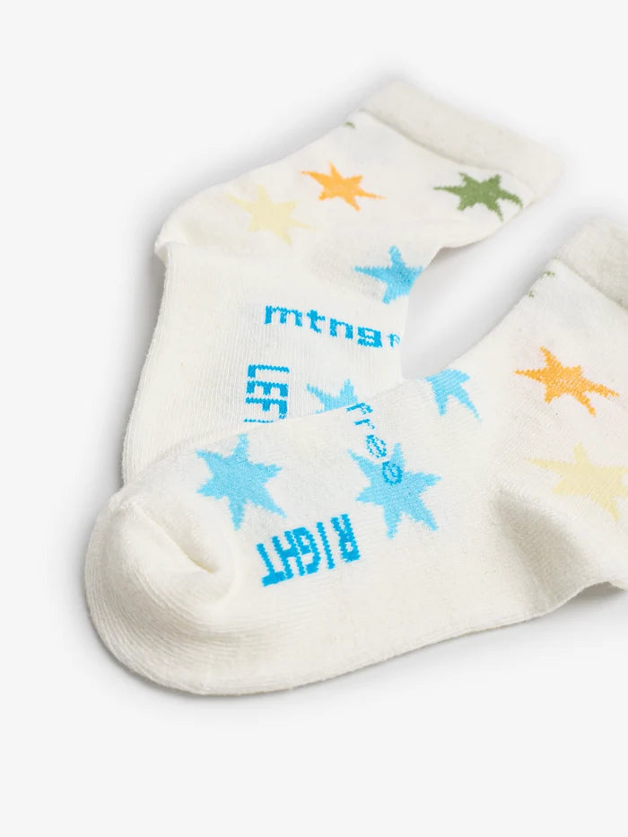 Calcetines Mustang Free Cloud blanco con estrellas multicolor